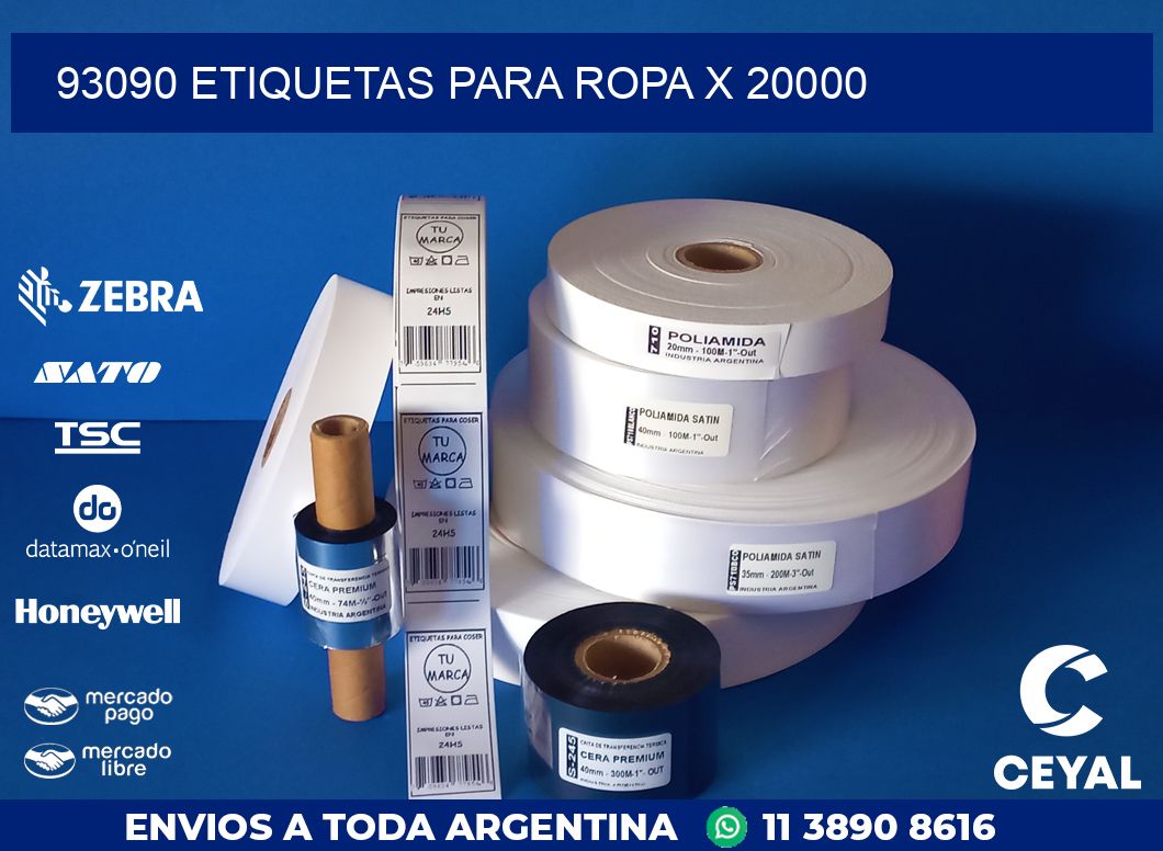 93090 ETIQUETAS PARA ROPA X 20000