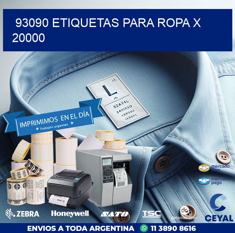 93090 ETIQUETAS PARA ROPA X 20000