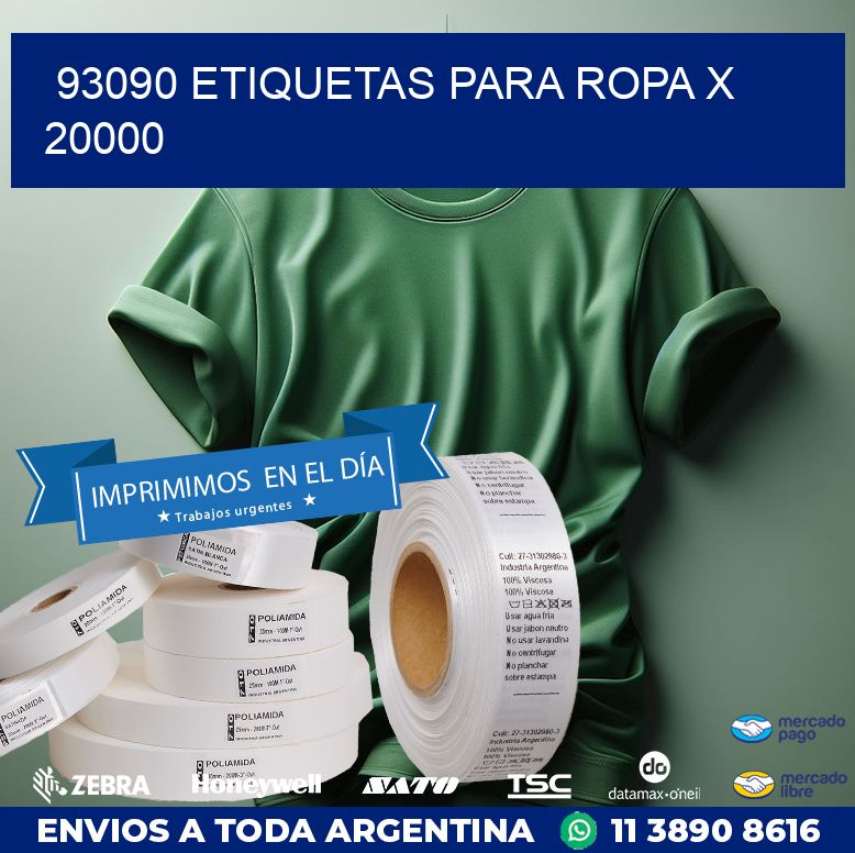 93090 ETIQUETAS PARA ROPA X 20000