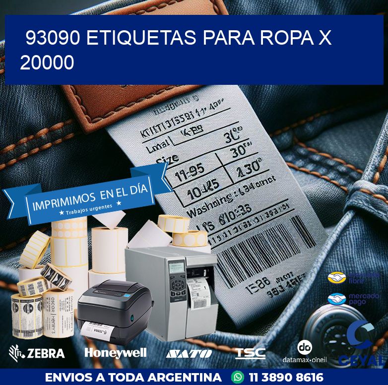 93090 ETIQUETAS PARA ROPA X 20000