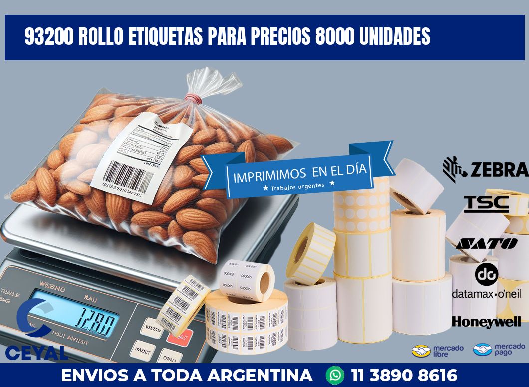 93200 ROLLO ETIQUETAS PARA PRECIOS 8000 UNIDADES