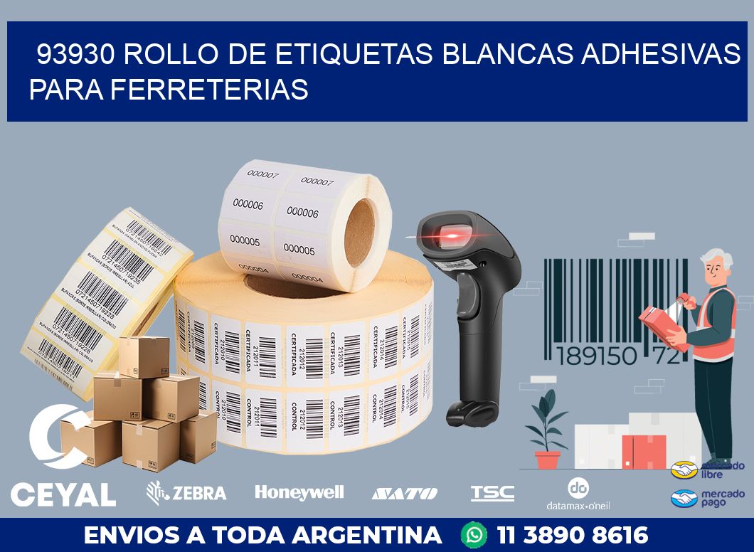 93930 ROLLO DE ETIQUETAS BLANCAS ADHESIVAS PARA FERRETERIAS