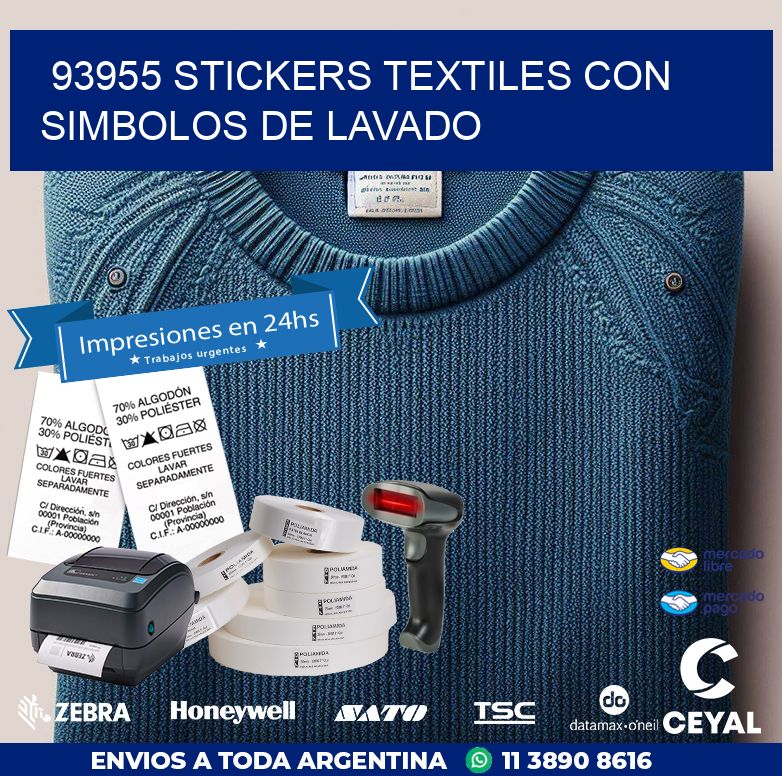 93955 STICKERS TEXTILES CON SIMBOLOS DE LAVADO
