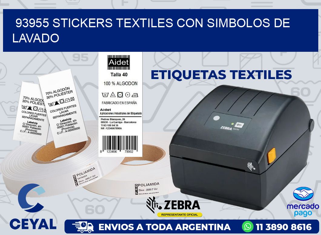 93955 STICKERS TEXTILES CON SIMBOLOS DE LAVADO