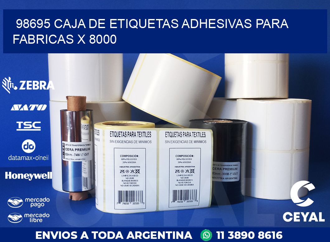 98695 CAJA DE ETIQUETAS ADHESIVAS PARA FABRICAS X 8000