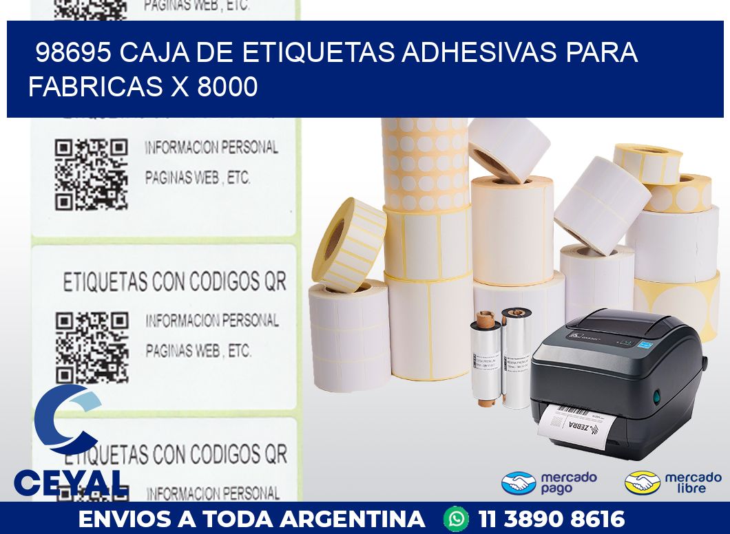 98695 CAJA DE ETIQUETAS ADHESIVAS PARA FABRICAS X 8000