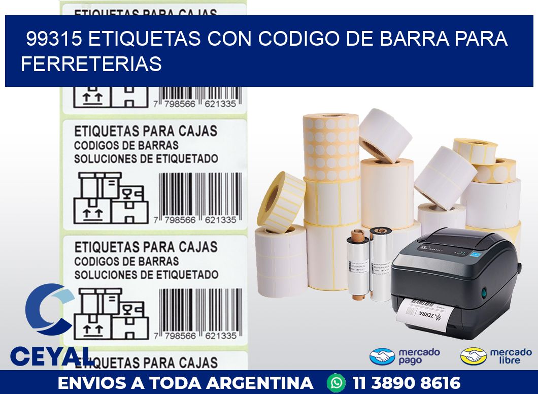 99315 ETIQUETAS CON CODIGO DE BARRA PARA FERRETERIAS