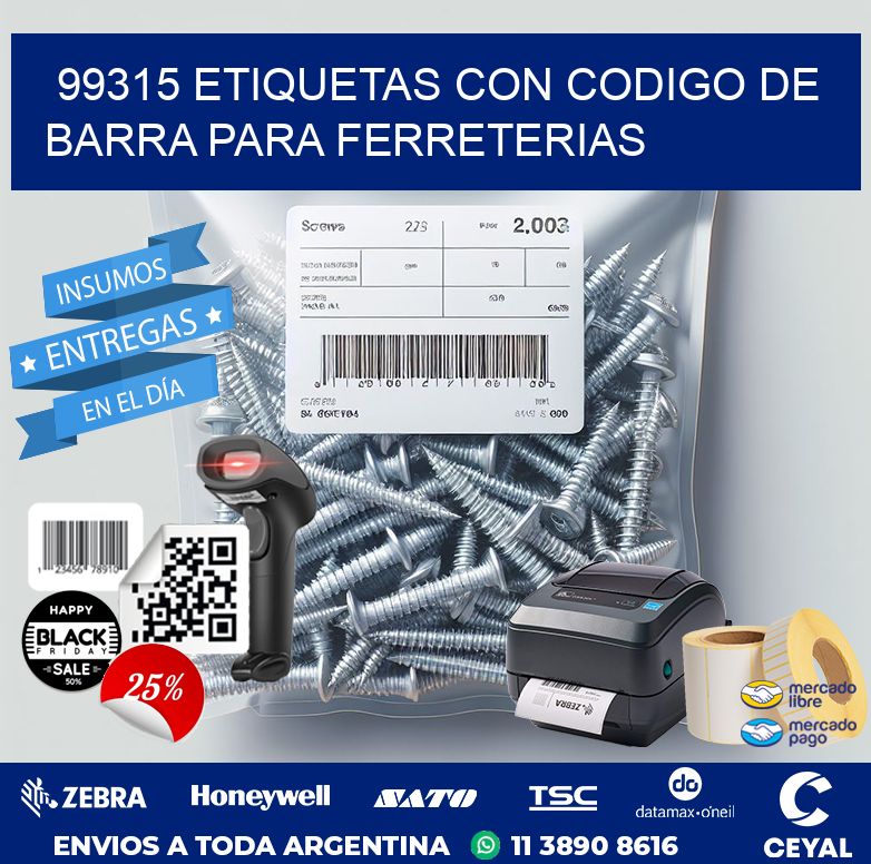99315 ETIQUETAS CON CODIGO DE BARRA PARA FERRETERIAS