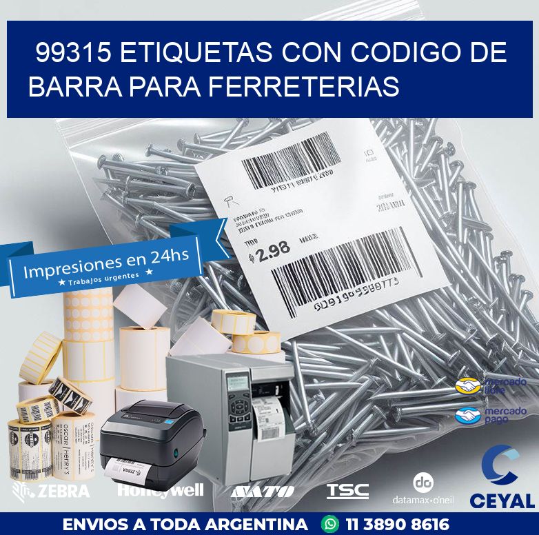 99315 ETIQUETAS CON CODIGO DE BARRA PARA FERRETERIAS