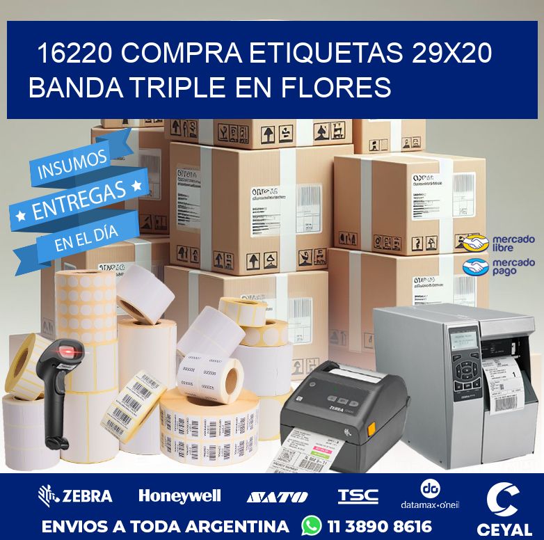 16220 COMPRA ETIQUETAS 29X20 BANDA TRIPLE EN FLORES