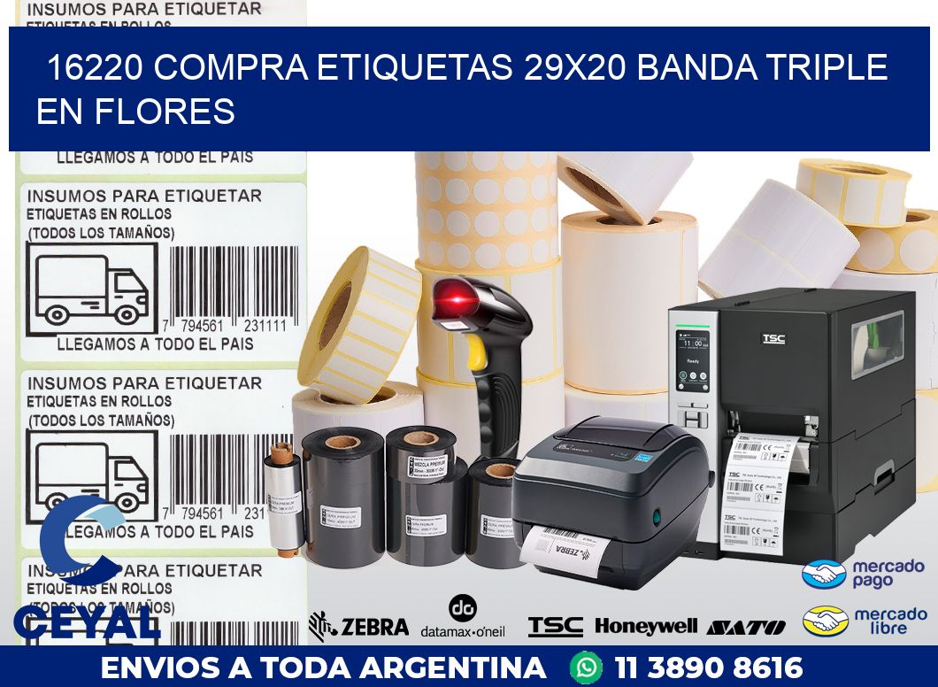 16220 COMPRA ETIQUETAS 29X20 BANDA TRIPLE EN FLORES
