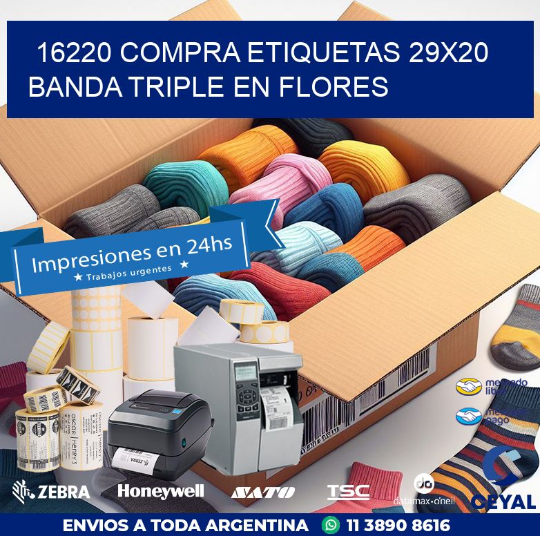 16220 COMPRA ETIQUETAS 29X20 BANDA TRIPLE EN FLORES