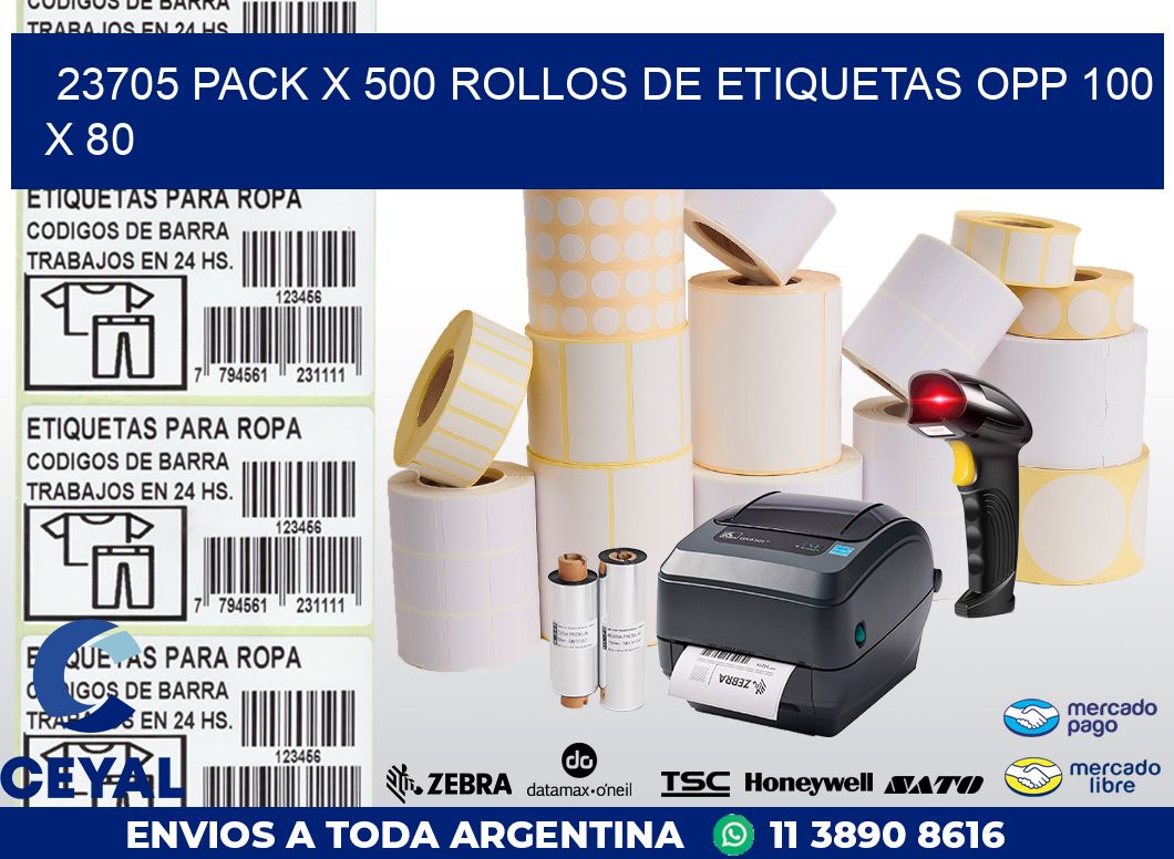 23705 PACK X 500 ROLLOS DE ETIQUETAS OPP 100 X 80