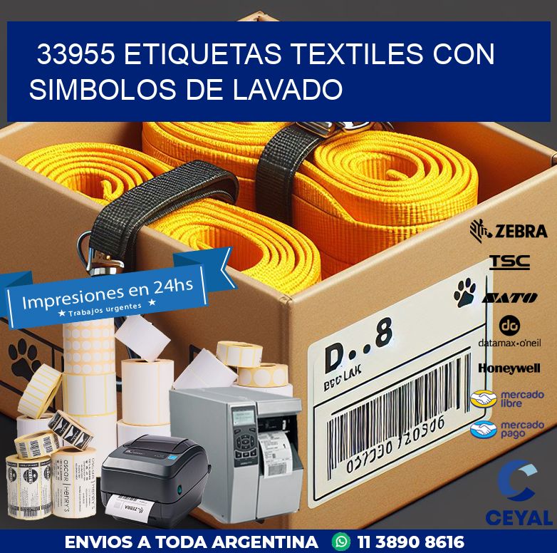 33955 ETIQUETAS TEXTILES CON SIMBOLOS DE LAVADO