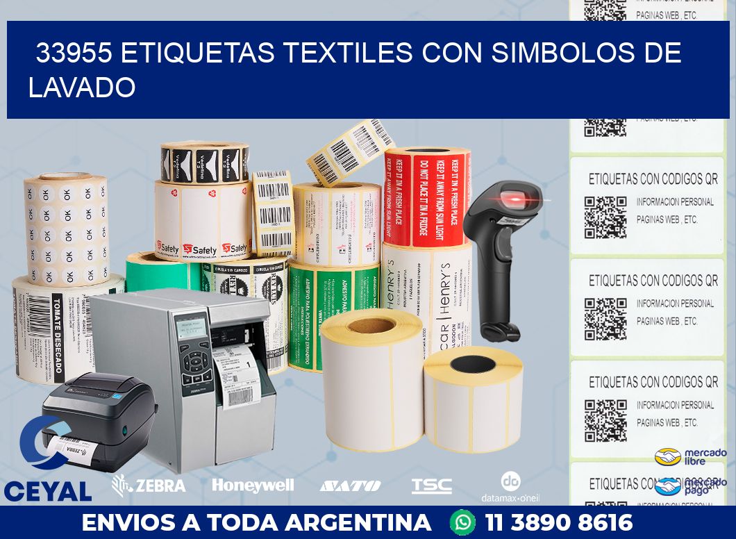 33955 ETIQUETAS TEXTILES CON SIMBOLOS DE LAVADO