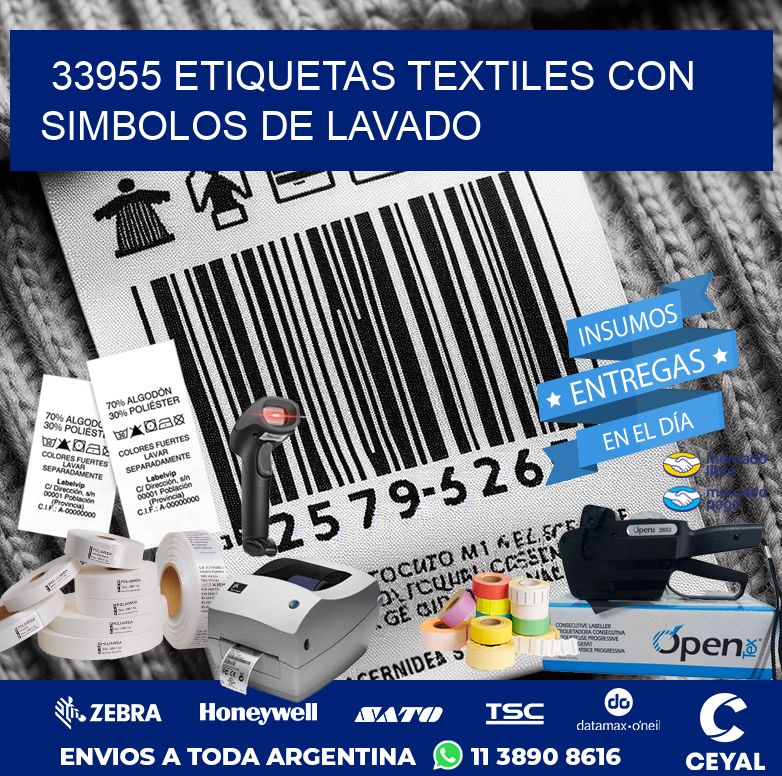 33955 ETIQUETAS TEXTILES CON SIMBOLOS DE LAVADO
