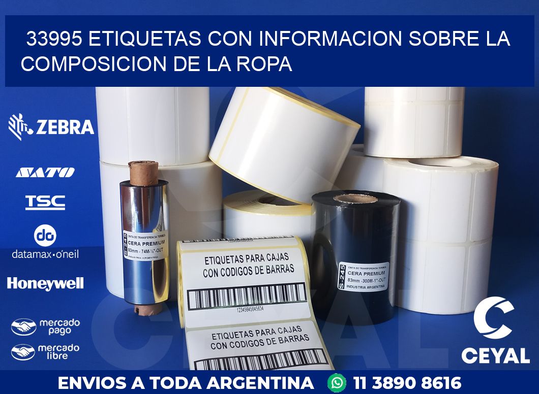 33995 ETIQUETAS CON INFORMACION SOBRE LA COMPOSICION DE LA ROPA