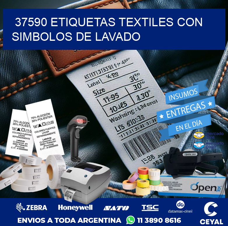 37590 ETIQUETAS TEXTILES CON SIMBOLOS DE LAVADO