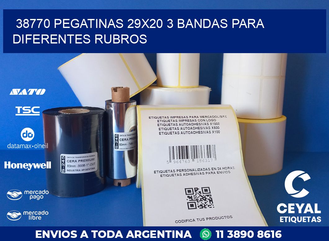 38770 PEGATINAS 29X20 3 BANDAS PARA DIFERENTES RUBROS