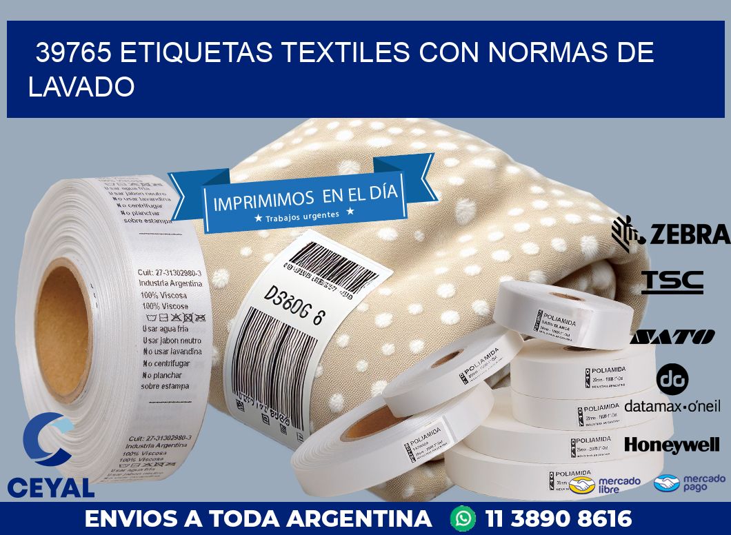 39765 ETIQUETAS TEXTILES CON NORMAS DE LAVADO