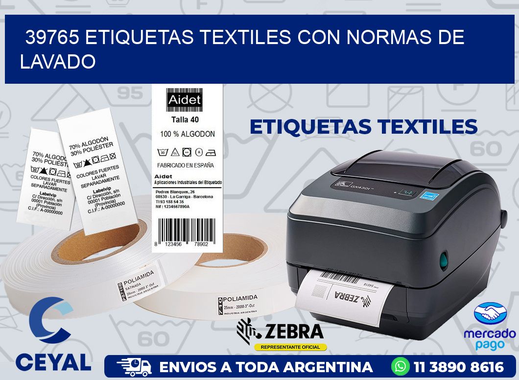 39765 ETIQUETAS TEXTILES CON NORMAS DE LAVADO