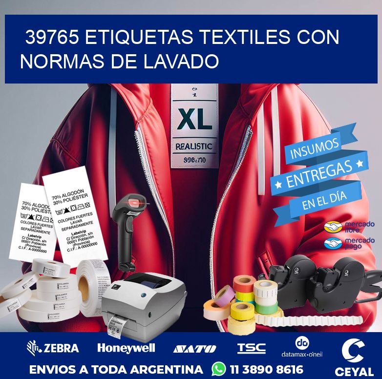 39765 ETIQUETAS TEXTILES CON NORMAS DE LAVADO