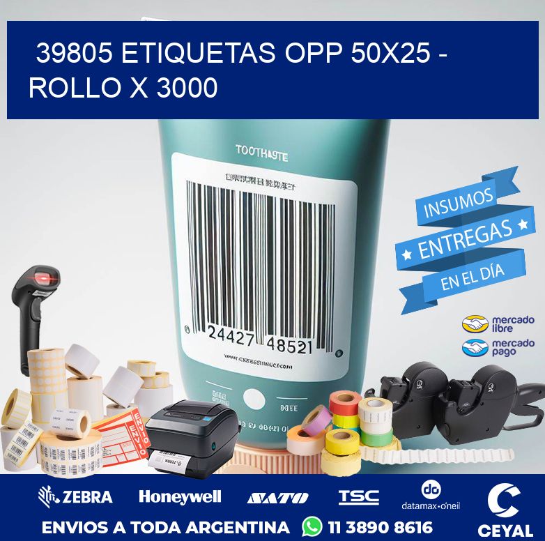 39805 ETIQUETAS OPP 50X25 - ROLLO X 3000