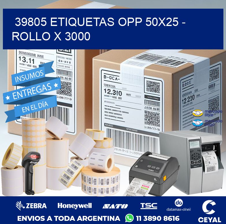 39805 ETIQUETAS OPP 50X25 - ROLLO X 3000