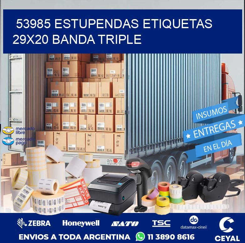 53985 ESTUPENDAS ETIQUETAS 29X20 BANDA TRIPLE