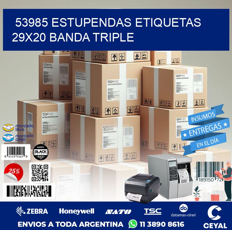 53985 ESTUPENDAS ETIQUETAS 29X20 BANDA TRIPLE