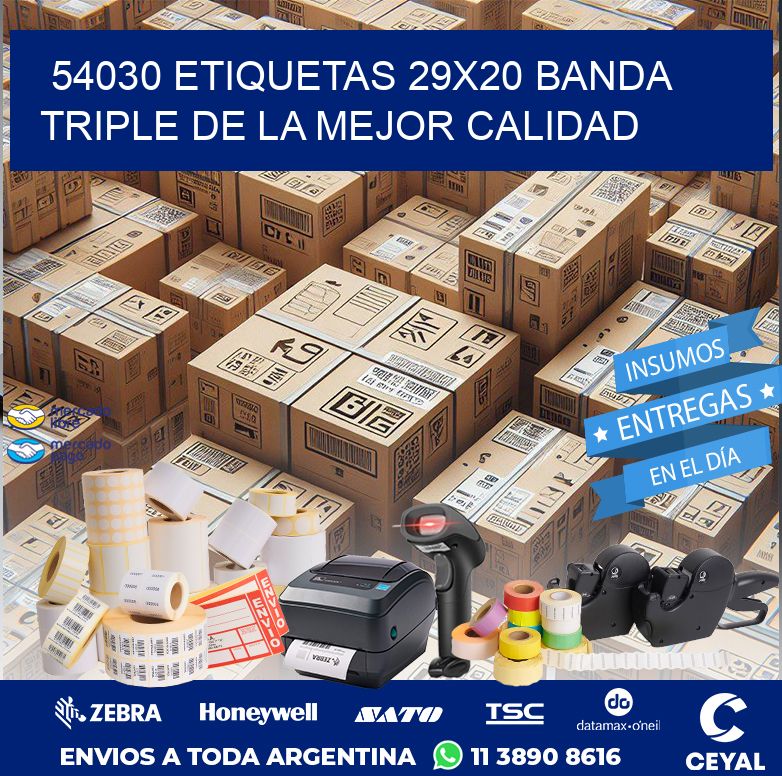 54030 ETIQUETAS 29X20 BANDA TRIPLE DE LA MEJOR CALIDAD