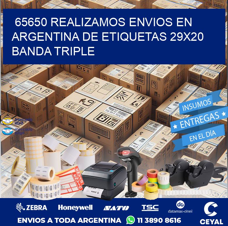 65650 REALIZAMOS ENVIOS EN ARGENTINA DE ETIQUETAS 29X20 BANDA TRIPLE