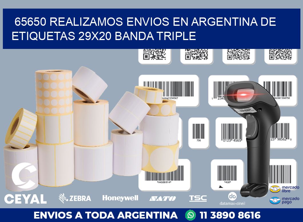 65650 REALIZAMOS ENVIOS EN ARGENTINA DE ETIQUETAS 29X20 BANDA TRIPLE