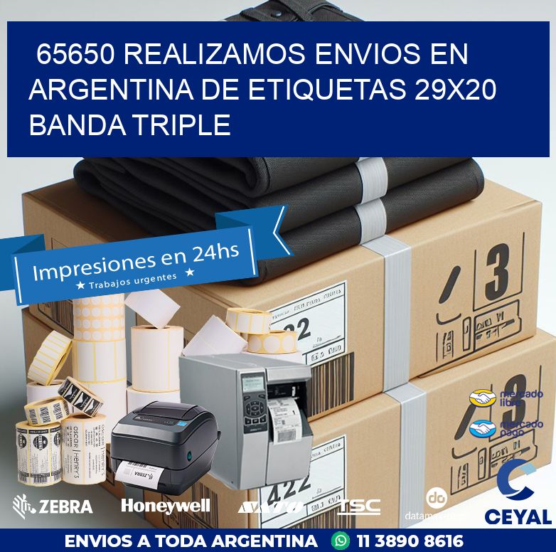 65650 REALIZAMOS ENVIOS EN ARGENTINA DE ETIQUETAS 29X20 BANDA TRIPLE