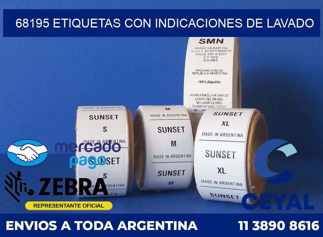 68195 ETIQUETAS CON INDICACIONES DE LAVADO