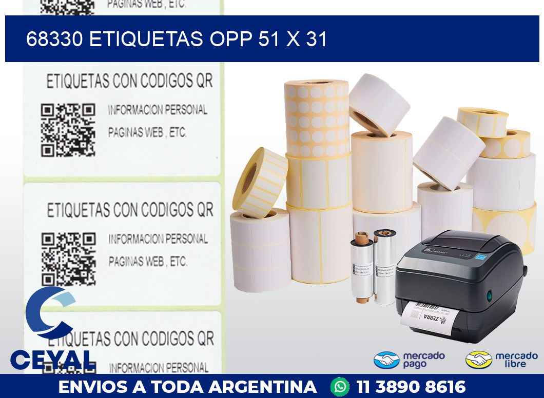 68330 ETIQUETAS OPP 51 X 31