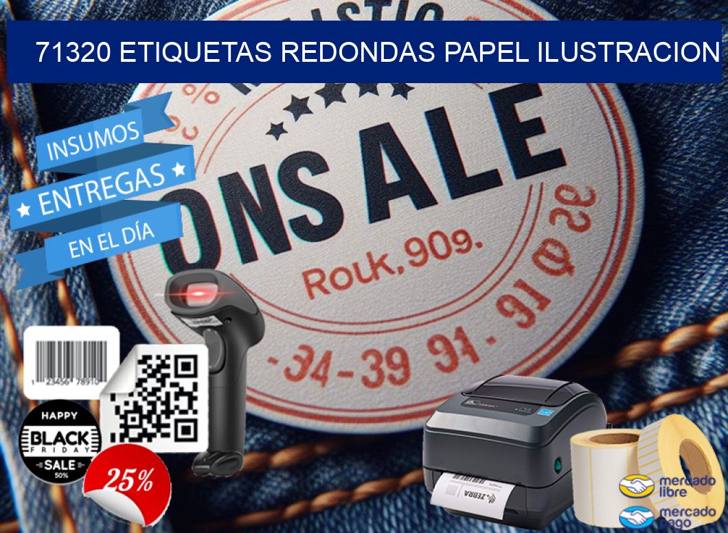 71320 ETIQUETAS REDONDAS PAPEL ILUSTRACION
