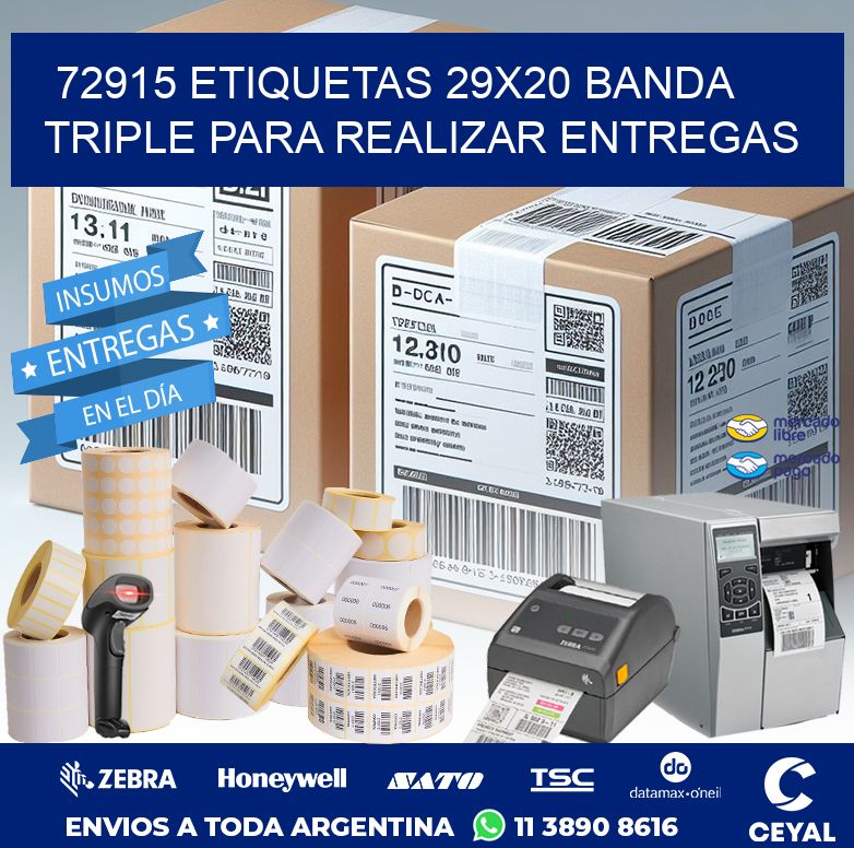 72915 ETIQUETAS 29X20 BANDA TRIPLE PARA REALIZAR ENTREGAS