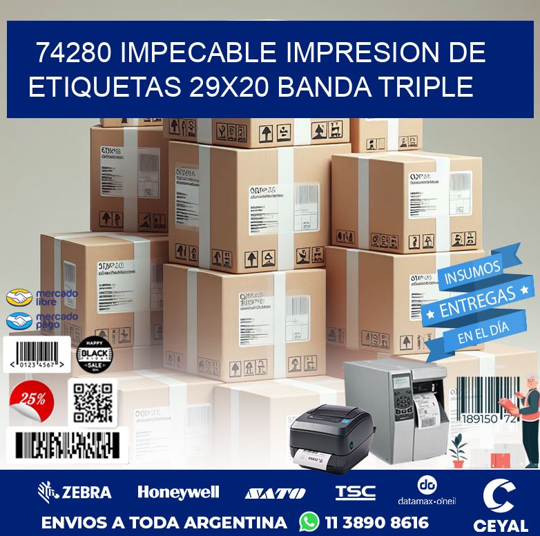 74280 IMPECABLE IMPRESION DE ETIQUETAS 29X20 BANDA TRIPLE