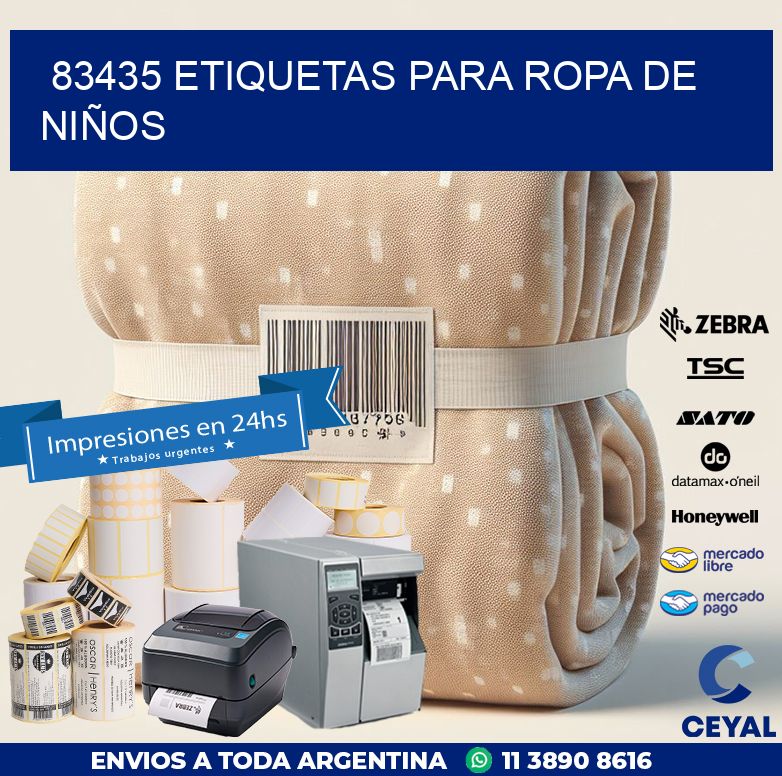 83435 ETIQUETAS PARA ROPA DE NIÑOS