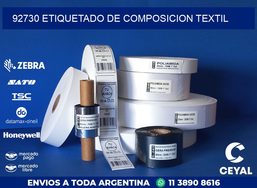 92730 ETIQUETADO DE COMPOSICION TEXTIL