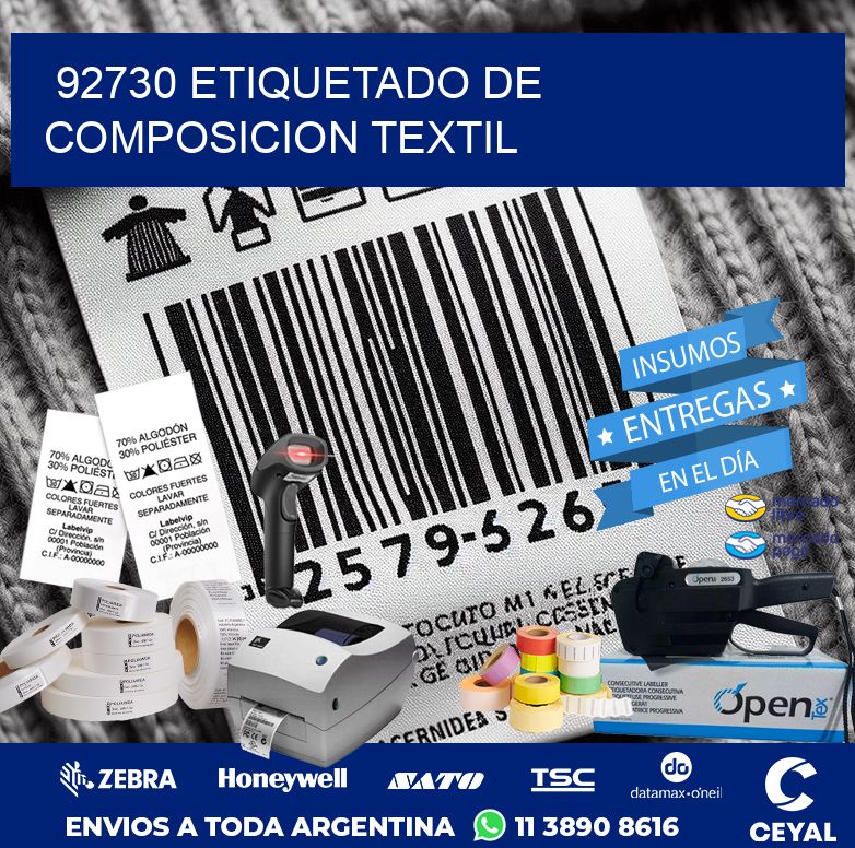 92730 ETIQUETADO DE COMPOSICION TEXTIL