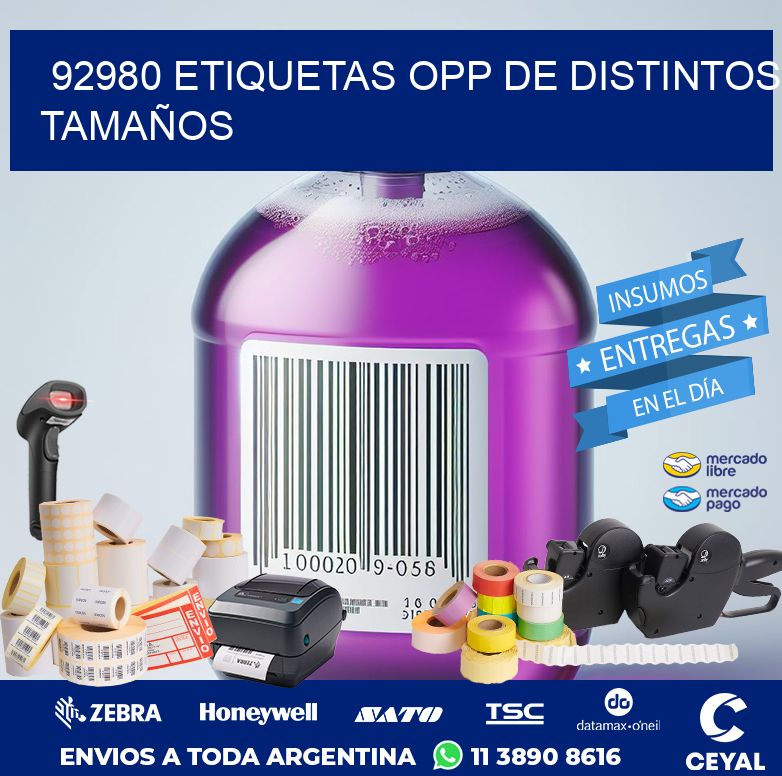 92980 ETIQUETAS OPP DE DISTINTOS TAMAÑOS