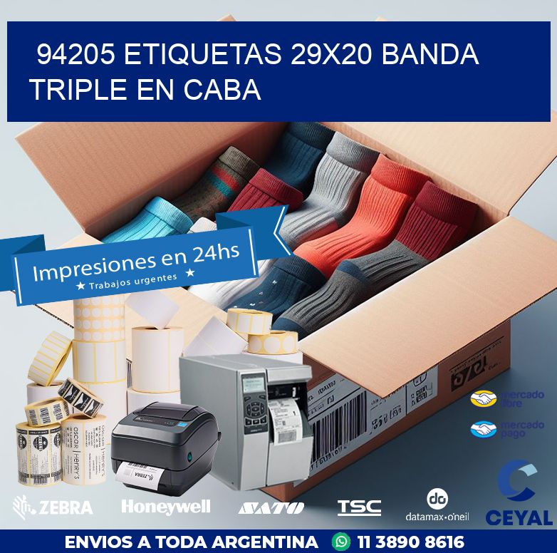 94205 ETIQUETAS 29X20 BANDA TRIPLE EN CABA