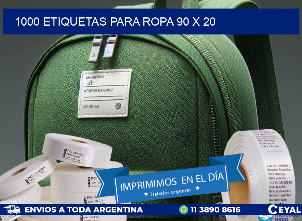 1000 ETIQUETAS PARA ROPA 90 x 20