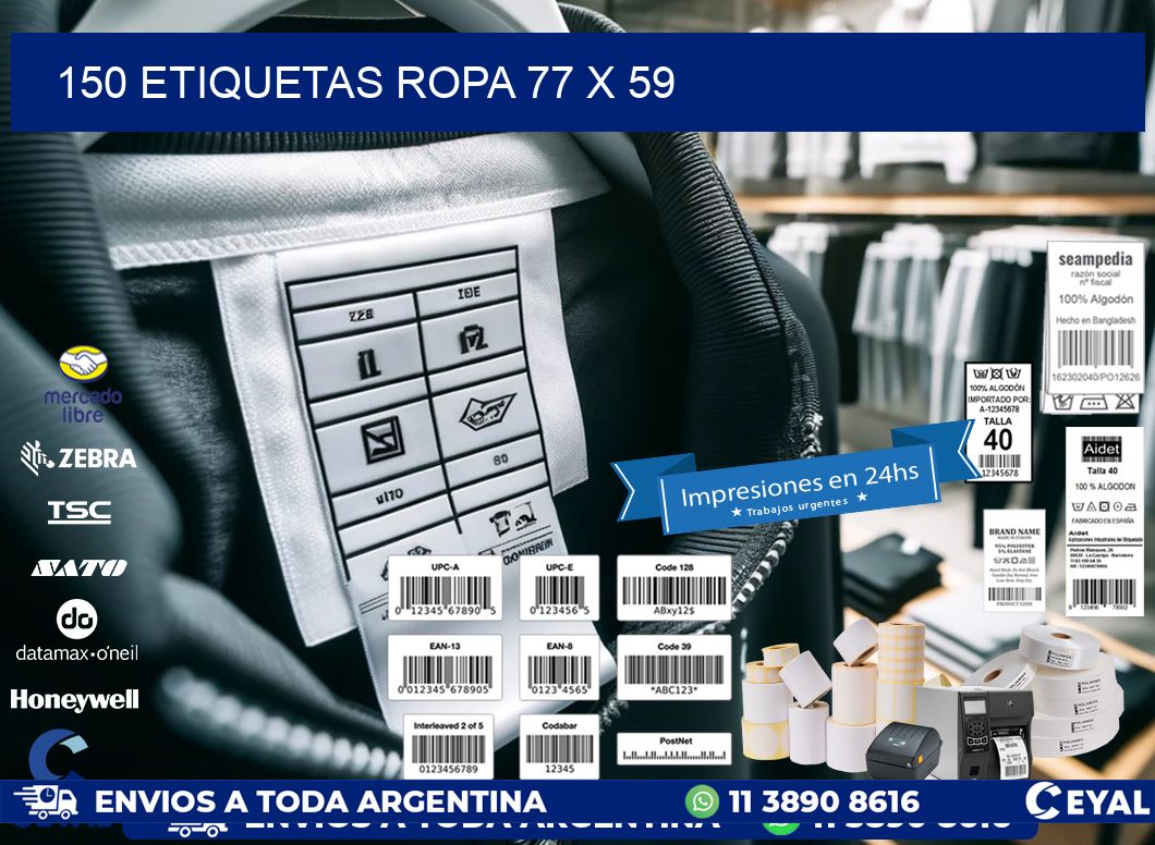 150 ETIQUETAS ROPA 77 x 59