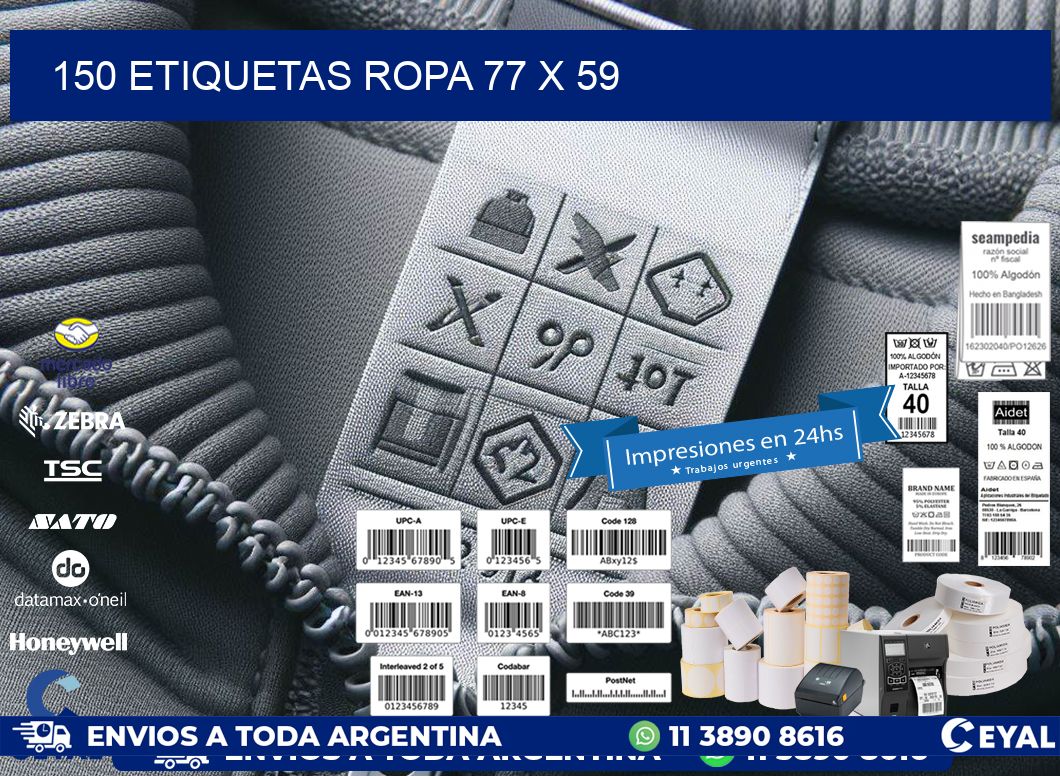 150 ETIQUETAS ROPA 77 x 59