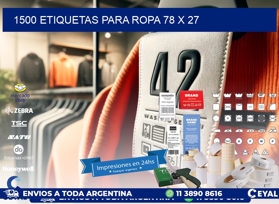 1500 ETIQUETAS PARA ROPA 78 x 27
