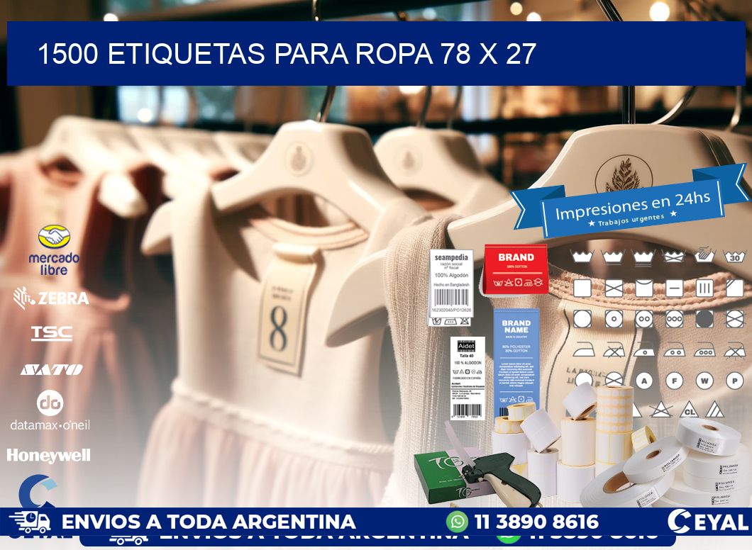 1500 ETIQUETAS PARA ROPA 78 x 27