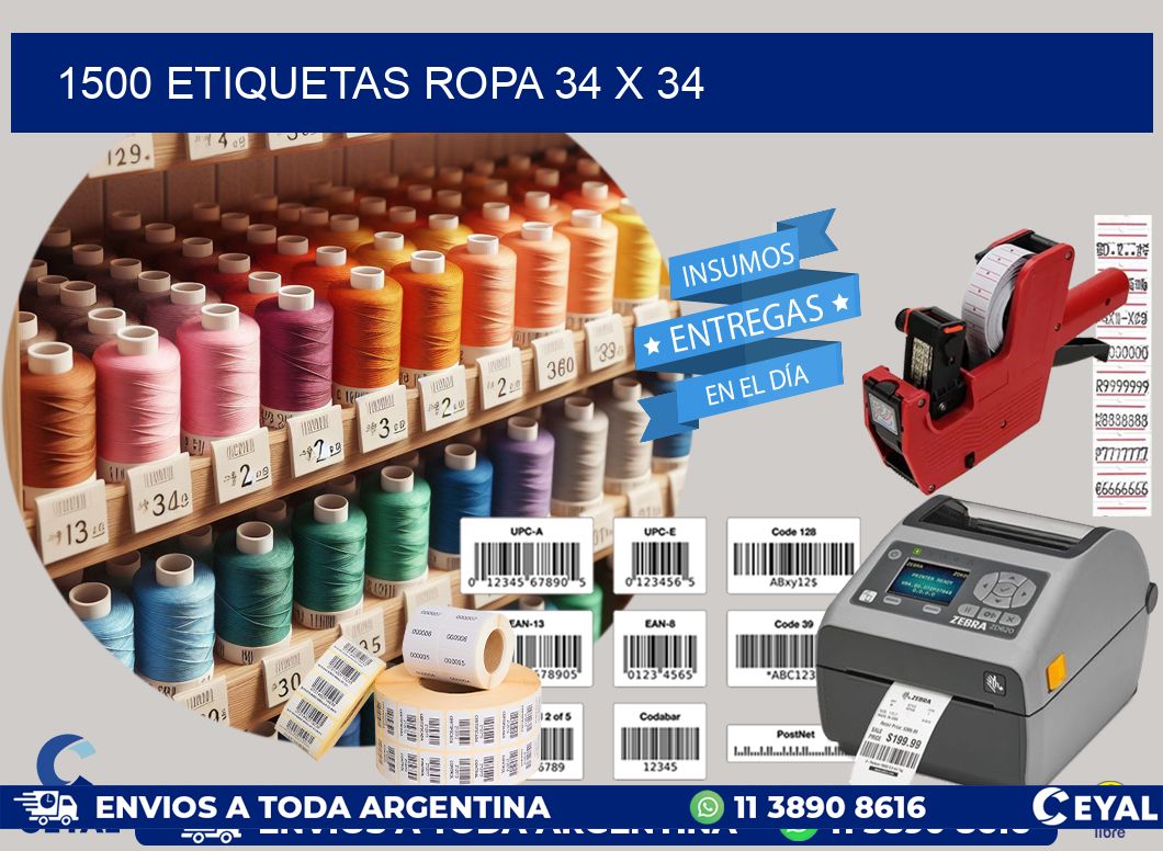 1500 ETIQUETAS ROPA 34 x 34